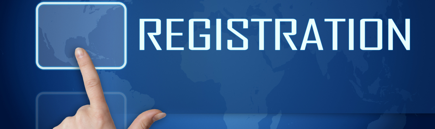 banner with a finger clicking a registration button